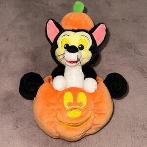 Disney Parks Figaro in a Mickey Pumpkin Decoration/Stuffed Animal